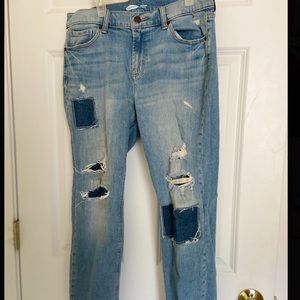 Old Navy Distressed Boyfriend Jeans with patches